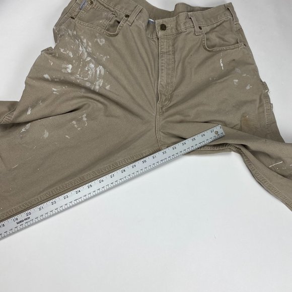 Paint Splattered Carhartt B159 GKH Loose Carpenter Work Pants Mens 38 x 32 Tan - Picture 12 of 13